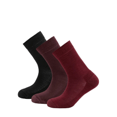 DEVOLD Daily Medium Women Socks 3-Pack beetroot mix - Chaussettes