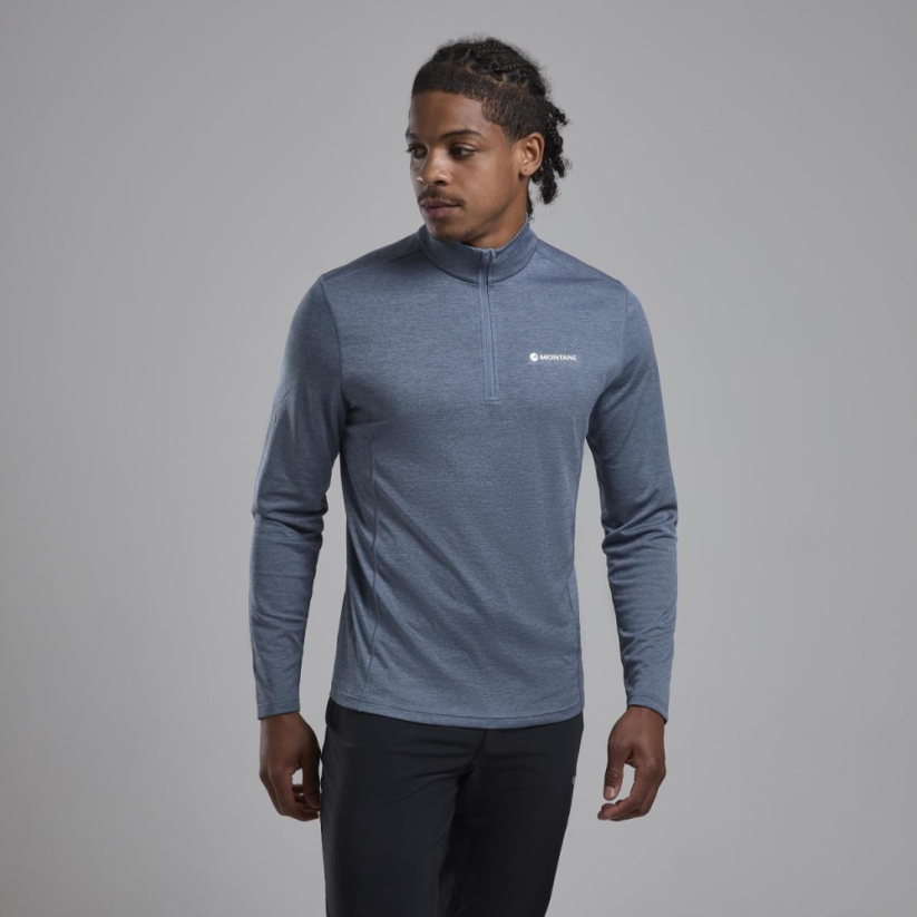 Montane Dart Zip Neck stone blue - Langarmshirt