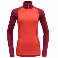 Bluză de corp DEVOLD Duo Active Woman Zip Neck beetroot