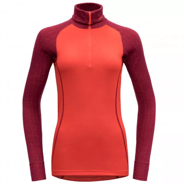 Bluză de corp DEVOLD Duo Active Woman Zip Neck beetroot