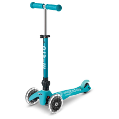 Scooter Micro Mini DELUXE foldable LED aqua