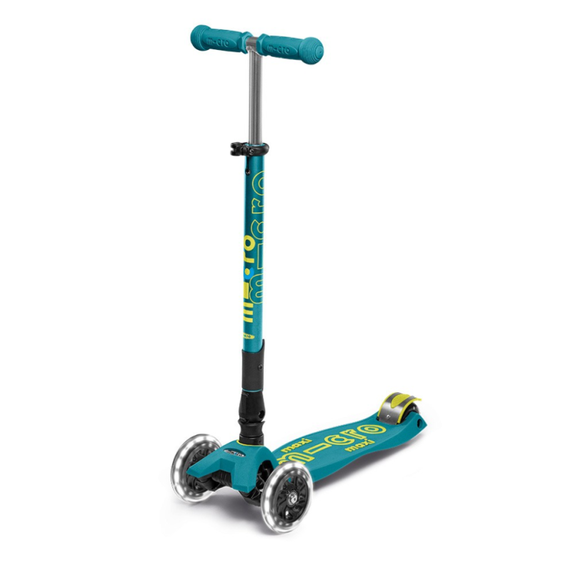 Scooter Micro MAXI Deluxe Foldable LED Petrol green