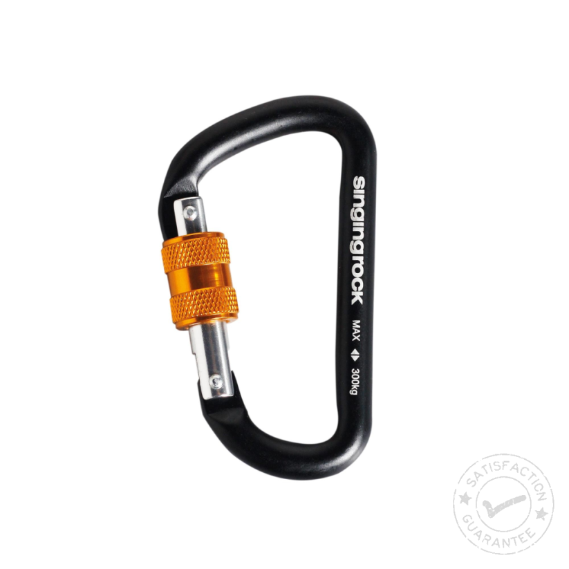 Mosquetón SINGING ROCK Mini D Screw negro