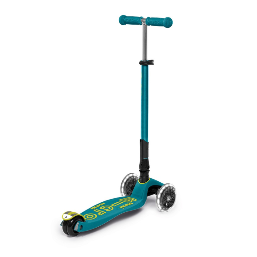 Scooter Micro MAXI Deluxe Foldable LED Petrol green