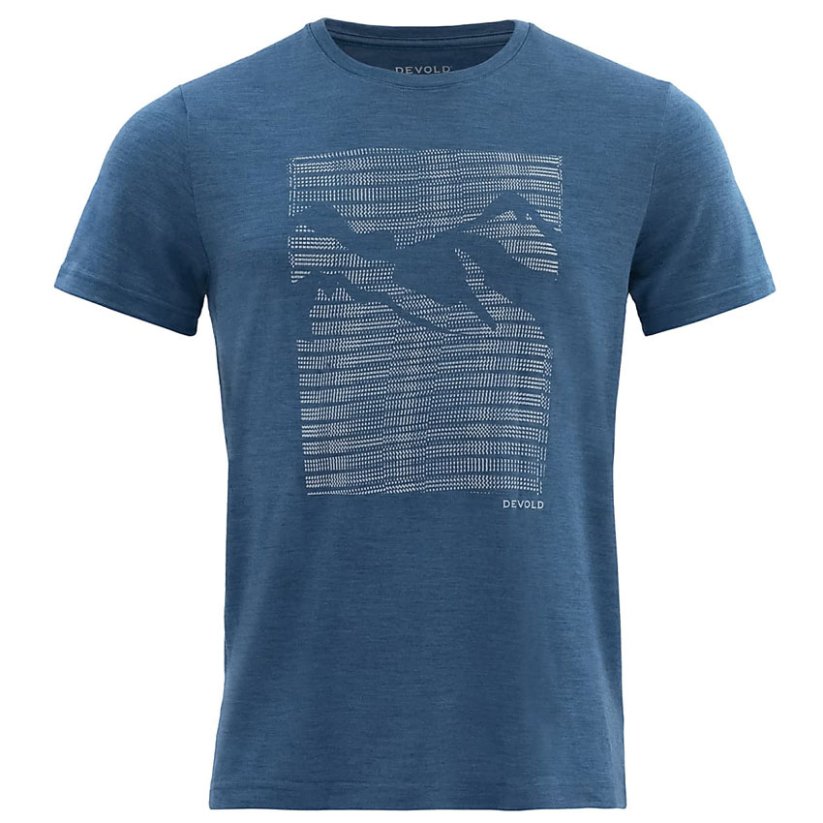 DEVOLD Havtaka Merino 150 Tee Man blue melange - Veľkosť: S