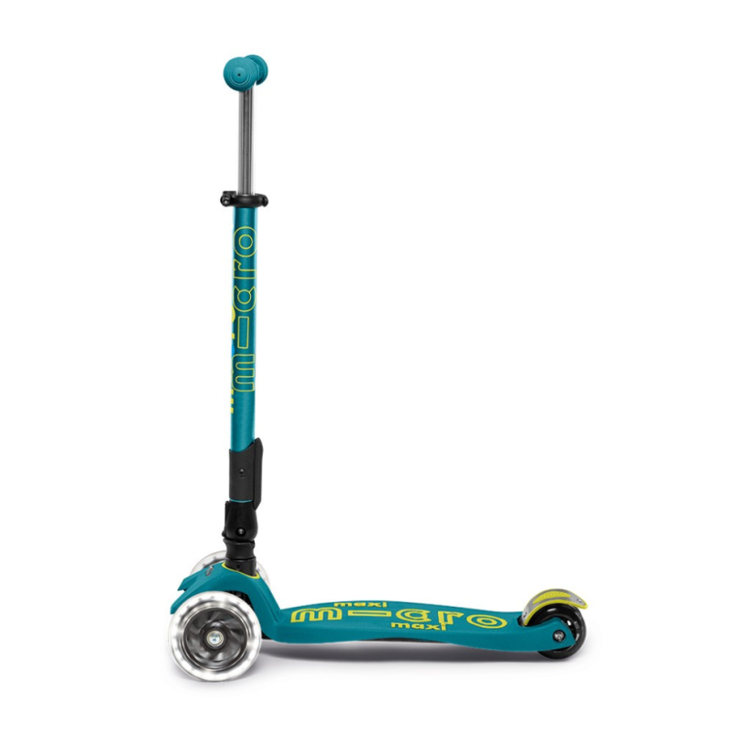 Scooter Micro MAXI Deluxe Foldable LED Petrol green